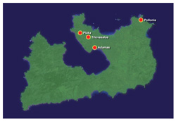 Map of Milos - Triovasalos Inset